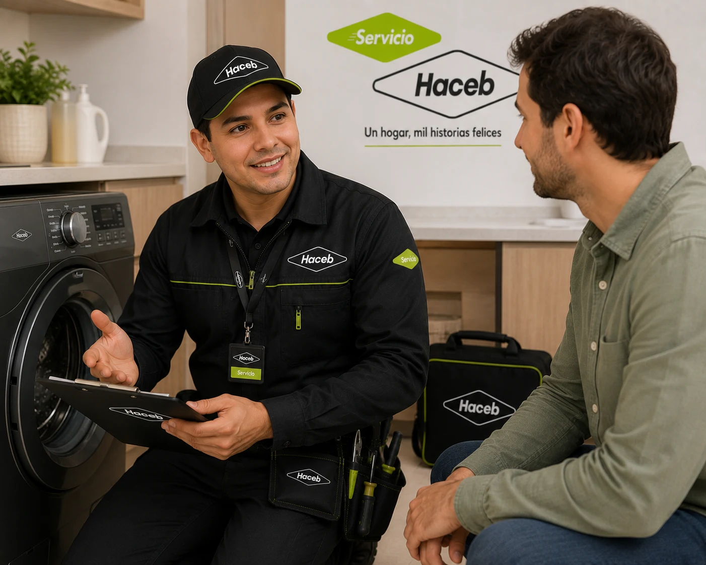 Técnico Haceb documentando una reparación en Panamá