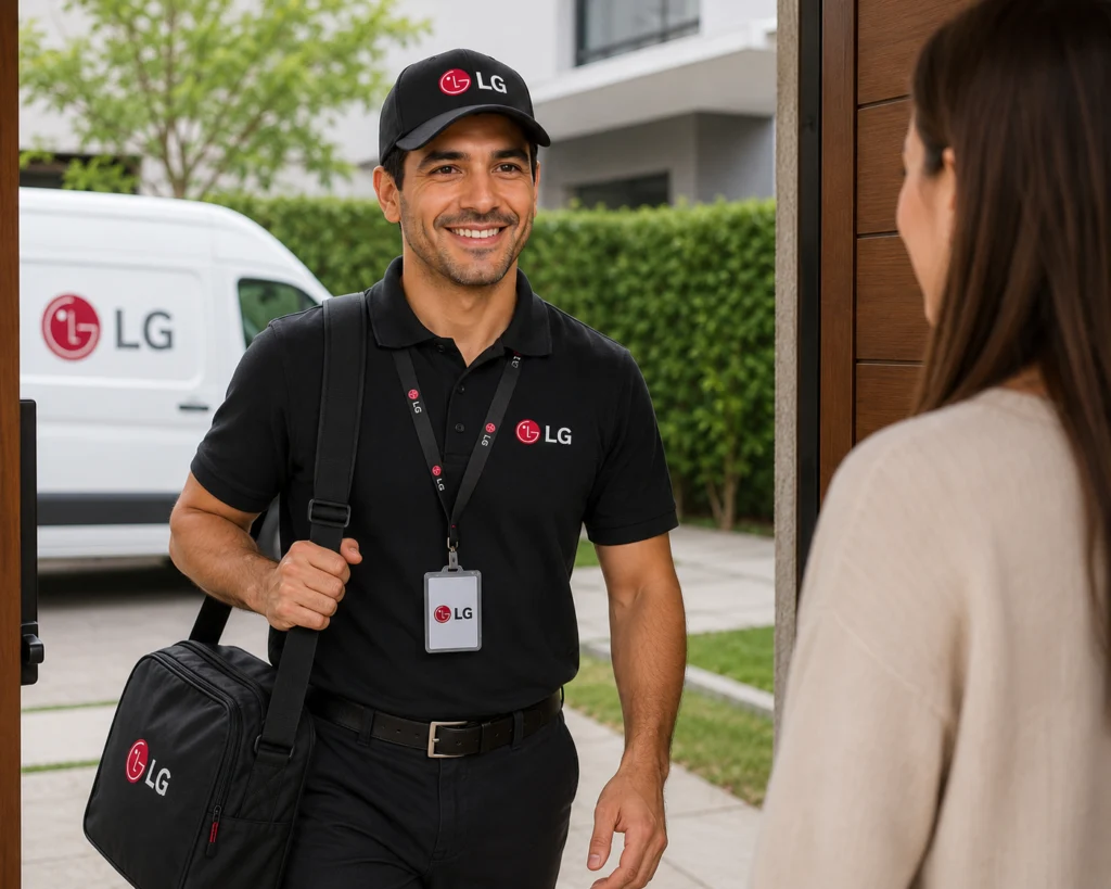 Técnico autorizado LG llegando a un domicilio en Panamá
