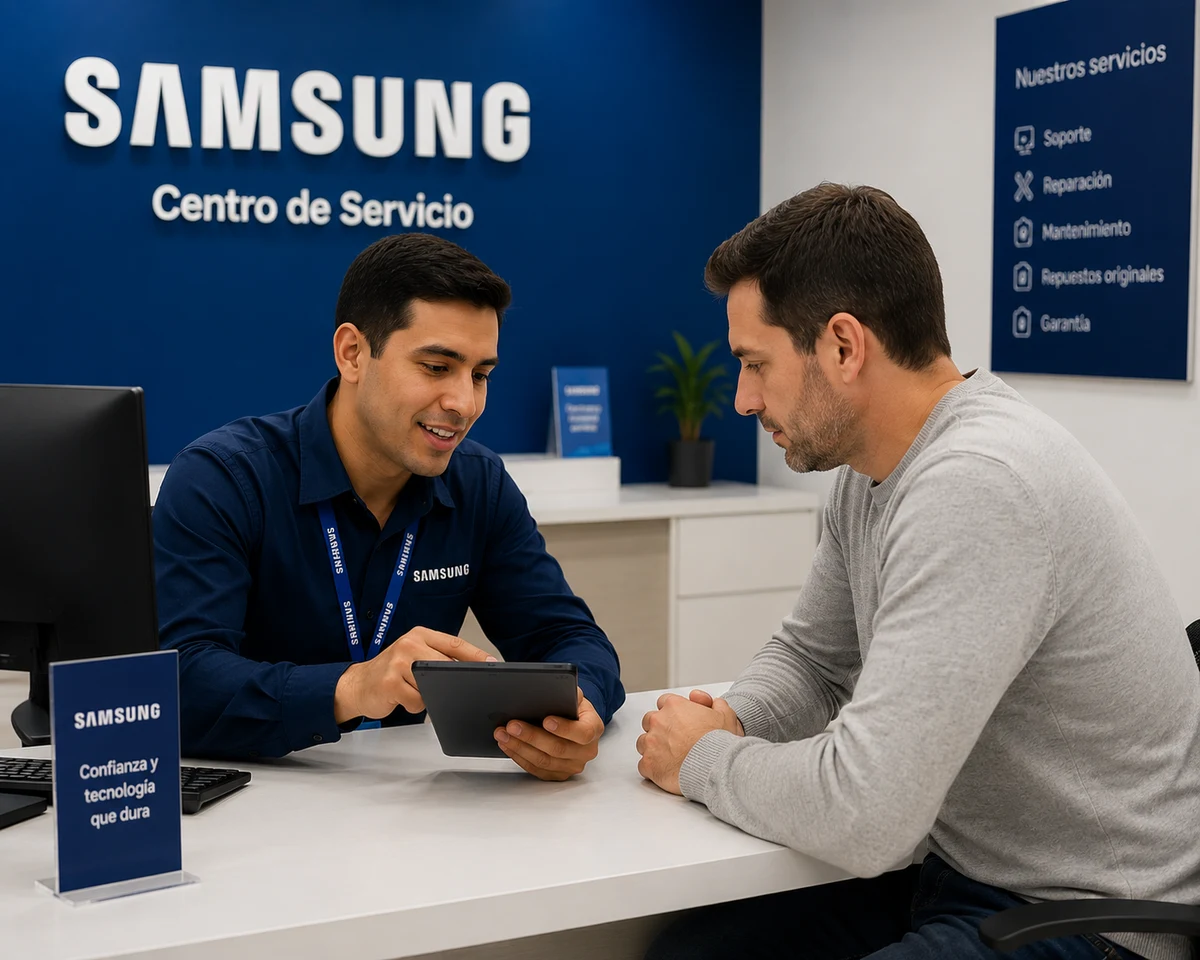 Técnico Samsung realizando mantenimiento preventivo en Panamá